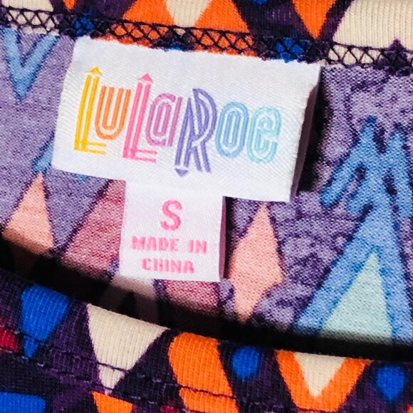 lularoe Julia dress short sleeve geometric blue orange red size s READ new - Picture 5 of 10